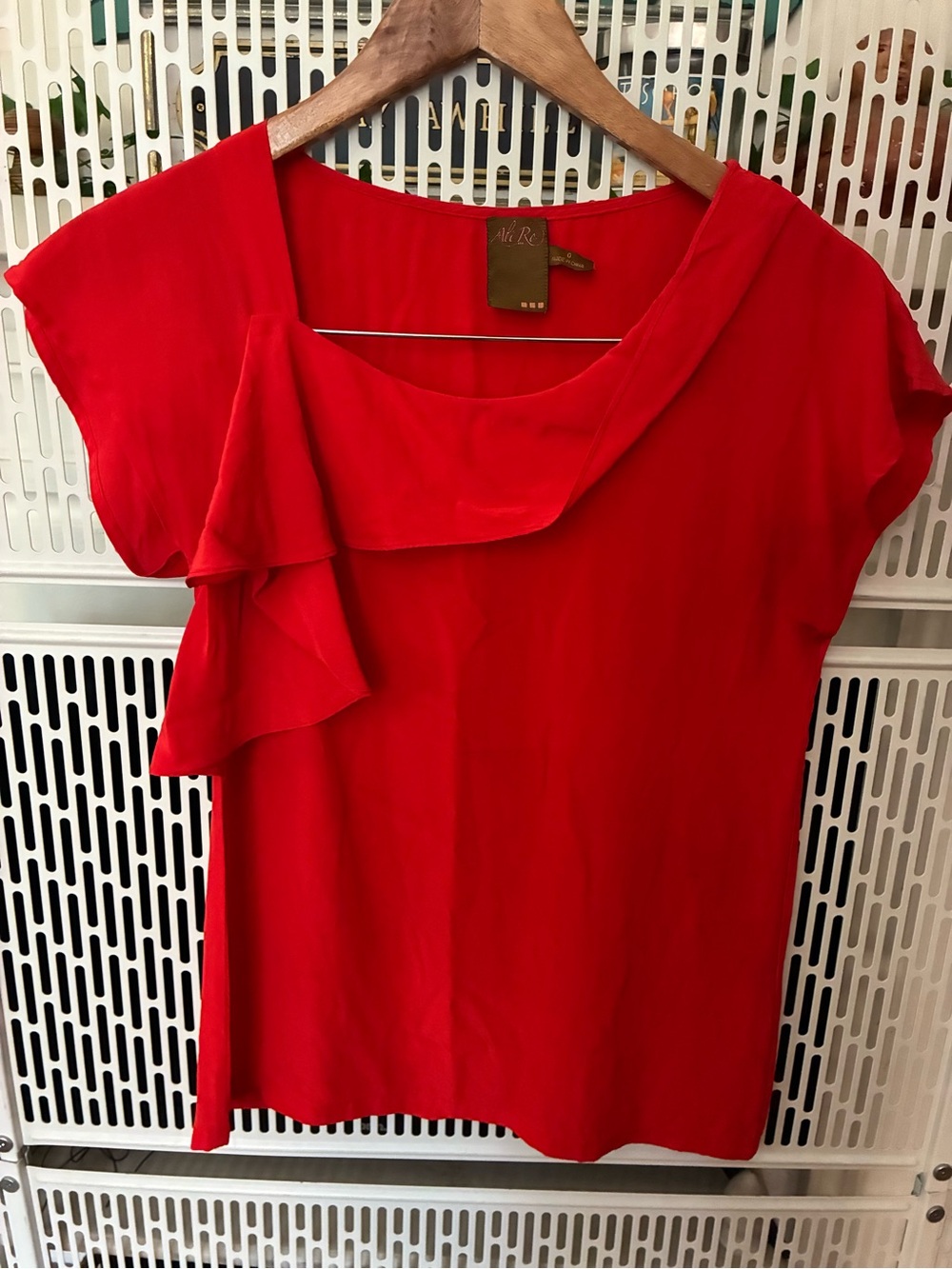 Ali Ro Women's Red Ruffle-Neck Blouse